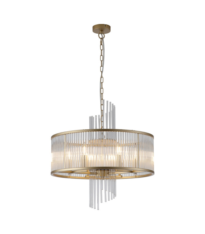 Lara 6 Light Pendant Lamp Gold Clear Glass Rods 1x E27-1