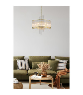 Lara 6 Light Pendant Lamp Gold Clear Glass Rods 1x E27-2