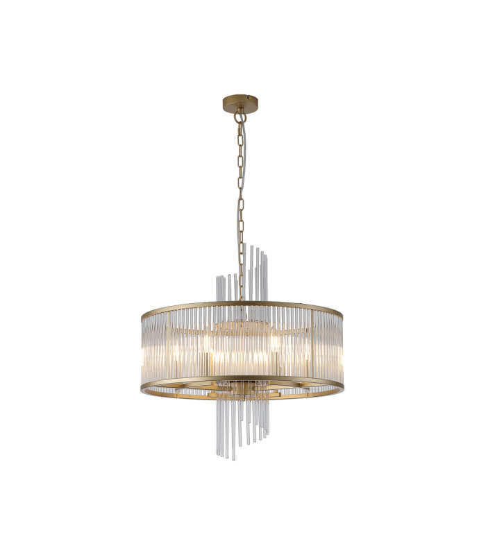 Lara 6 Light Pendant Lamp Gold Clear Glass Rods 1x E27-3