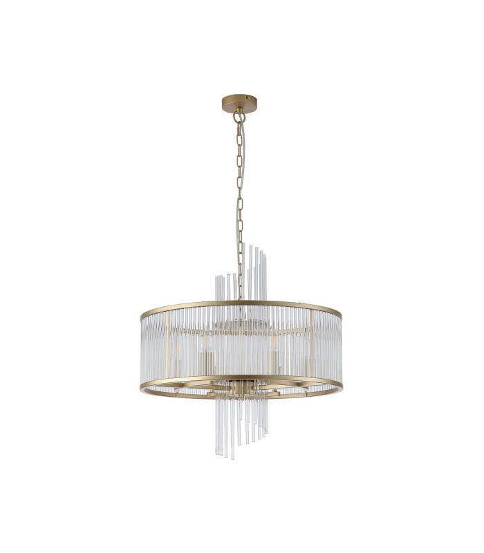 Lara 6 Light Pendant Lamp Gold Clear Glass Rods 1x E27-4