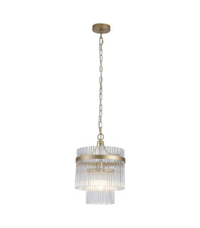 Lara Pendant Lamp Gold Clear Glass Rods 3x E14-1