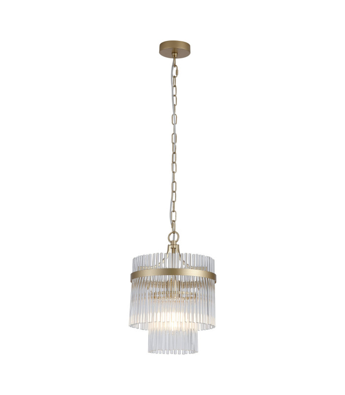Lara Pendant Lamp Gold Clear Glass Rods 3x E14-1