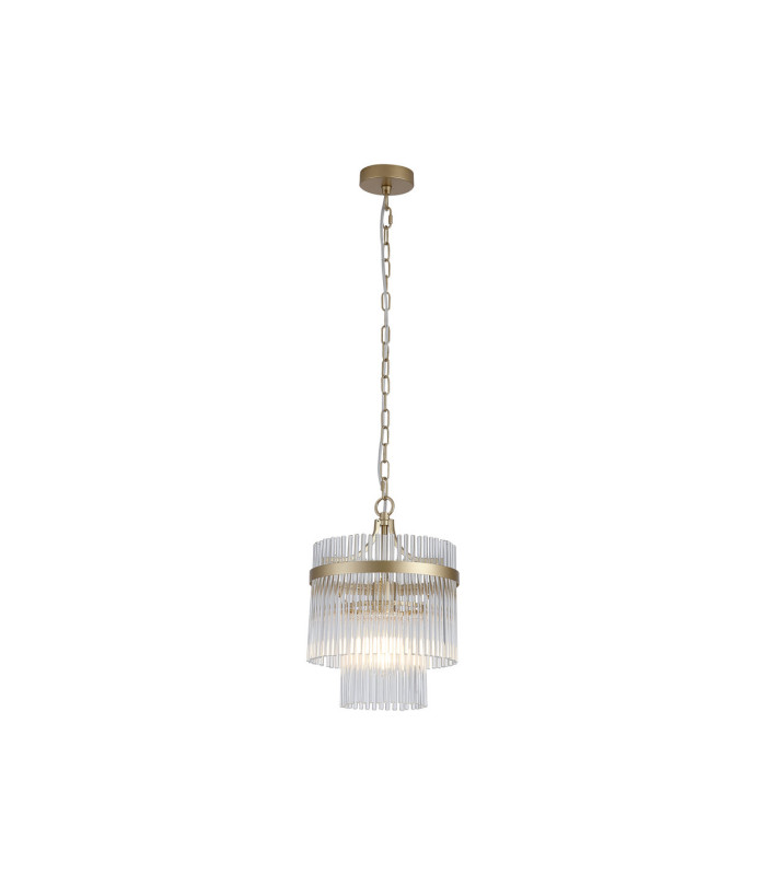 Lara Pendant Lamp Gold Clear Glass Rods 3x E14-3