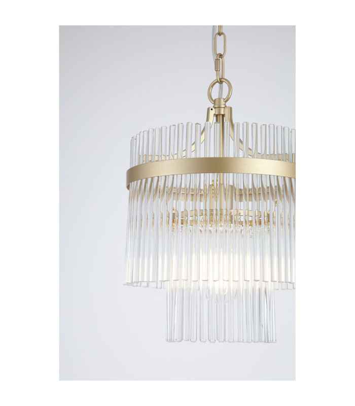 Lara Pendant Lamp Gold Clear Glass Rods 3x E14-5