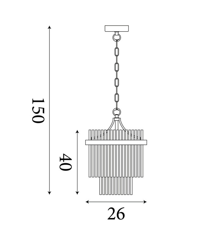 Lara Pendant Lamp Gold Clear Glass Rods 3x E14-6