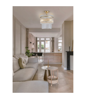 Lara 3 Light Semi Flush Ceiling Light Gold Clear Glass Rods 8x E14-2