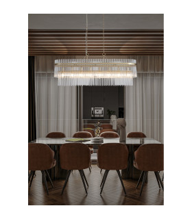Lara 8 Light Oval Pendant Lamp Gold & Clear Glass Rods 5x E27-2