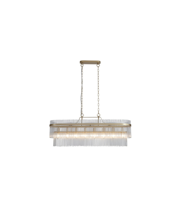 Lara 8 Light Oval Pendant Lamp Gold & Clear Glass Rods 5x E27-3