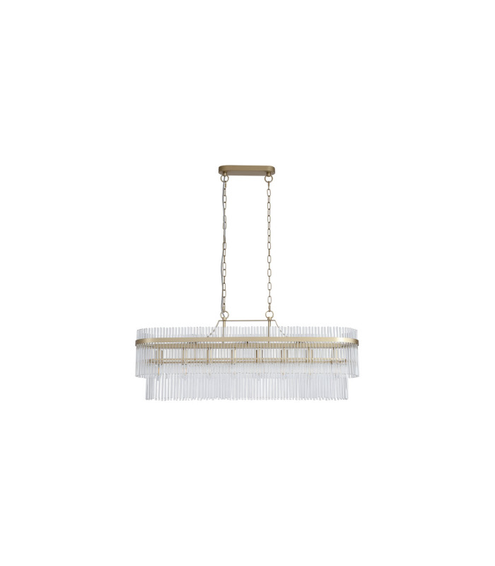 Lara 8 Light Oval Pendant Lamp Gold & Clear Glass Rods 5x E27-4