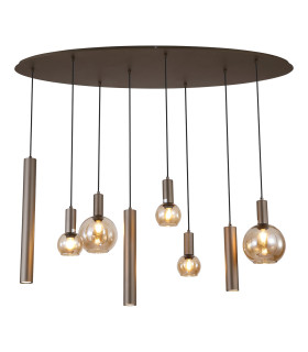 Lyon 8 Light Multi Drop Pendant Lamp & Amber Glass 4x-1