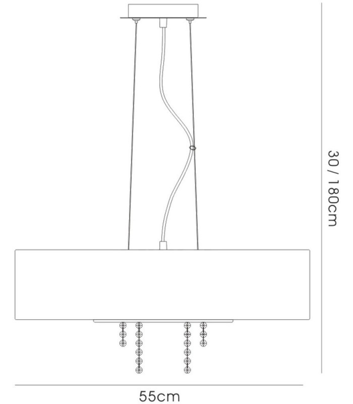 Ceiling Pendant with White Shade 6 Light Polished Chrome, Crystal - 3