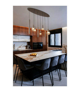 Lyon 8 Light Multi Drop Pendant Lamp & Amber Glass 4x-2
