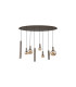 Lyon 8 Light Multi Drop Pendant Lamp & Amber Glass 4x-4