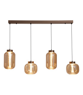 Lille LED 4 Light Bar Pendant Lamp & Amber Glass-1
