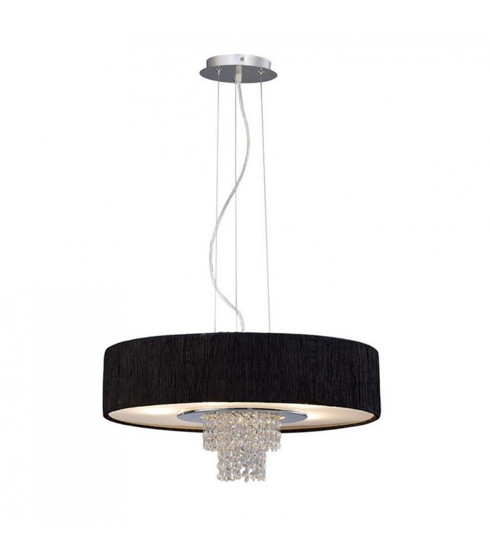 Ceiling Pendant with White Shade 6 Light Polished Chrome, Crystal - 4
