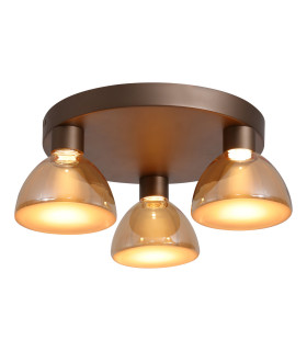 Cannes LED 3 Light Flush Ceiling Light & Amber Glass-1