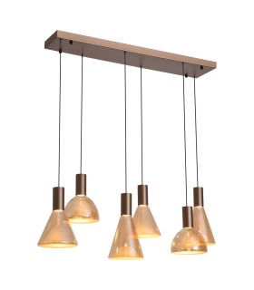 Cannes LED 6 Light Multi Drop Pendant Lamp & Amber Glass-1