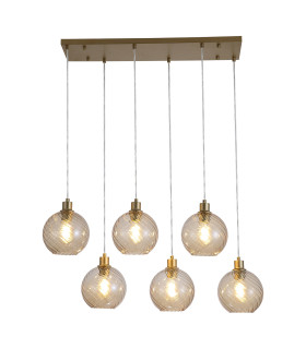 Radiance 6 Light Multi Drop Pendant Lamp Gold & Champagne Glass 3x E27-1