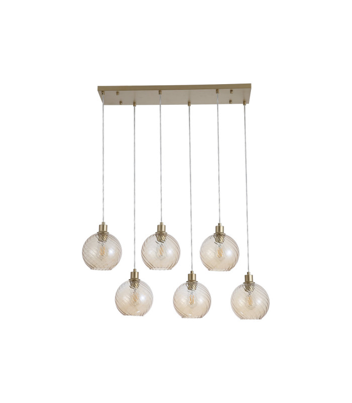 Radiance 6 Light Multi Drop Pendant Lamp Gold & Champagne Glass 3x E27-4