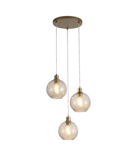 Radiance 3 Light Multi Drop Pendant Lamp Gold & Champagne Glass 4x E27-1