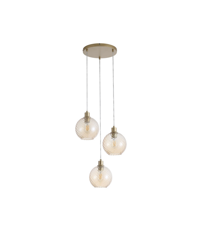 Radiance 3 Light Multi Drop Pendant Lamp Gold & Champagne Glass 4x E27-4