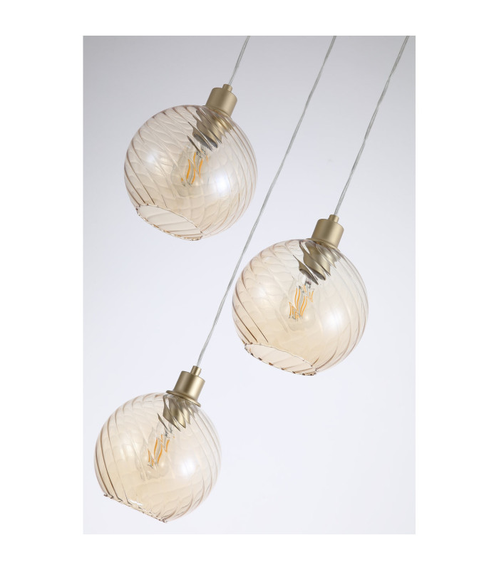 Radiance 3 Light Multi Drop Pendant Lamp Gold & Champagne Glass 4x E27-5
