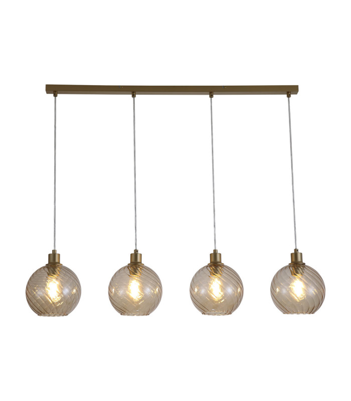 Radiance 4 Light Bar Pendant Lamp Gold & Champagne Glass 1x E27-3