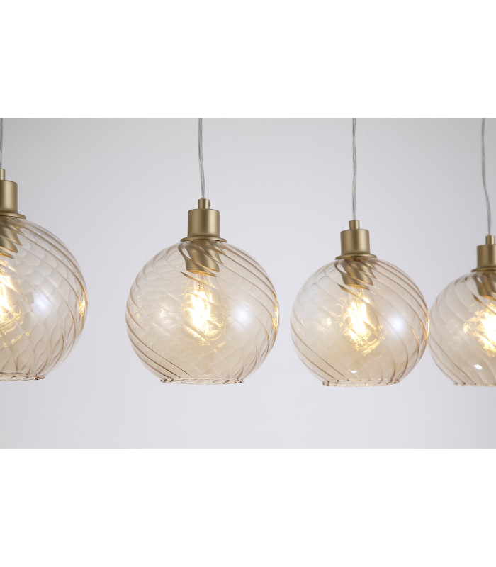 Radiance 4 Light Bar Pendant Lamp Gold & Champagne Glass 1x E27-5