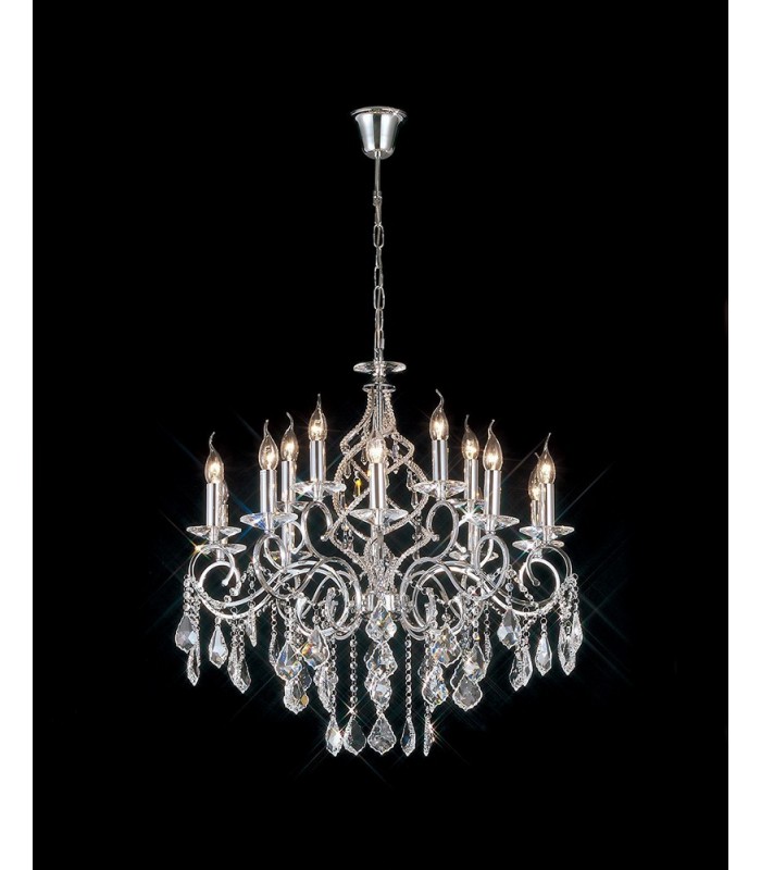 Chandelier 15 Light Polished Chrome, Crystal - 2