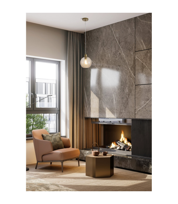 Radiance Dome Pendant Lamp Gold & Champagne Glass x E27-2