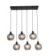 Radiance 6 Light Multi Drop Pendant Lamp Black & Smoked Glass 1x E27-1