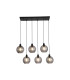 Radiance 6 Light Multi Drop Pendant Lamp Black & Smoked Glass 1x E27-3