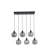 Radiance 6 Light Multi Drop Pendant Lamp Black & Smoked Glass 1x E27-4