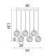 Radiance 6 Light Multi Drop Pendant Lamp Black & Smoked Glass 1x E27-6