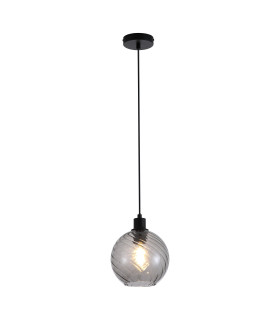 Radiance Dome Pendant Lamp Black & Smoked Glass 3x E27-1