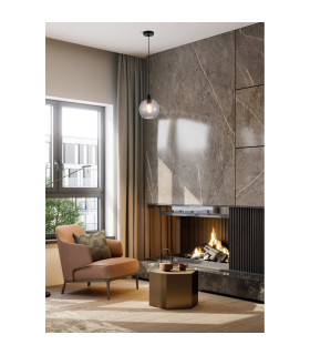Radiance Dome Pendant Lamp Black & Smoked Glass 3x E27-2