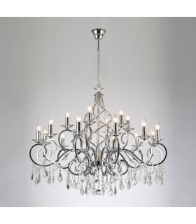 Chandelier 18 Light E14 Polished Chrome, Crystal - 2