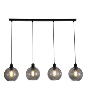 Radiance 4 Light Bar Pendant Lamp Black & Smoked Glass 3x E27-1