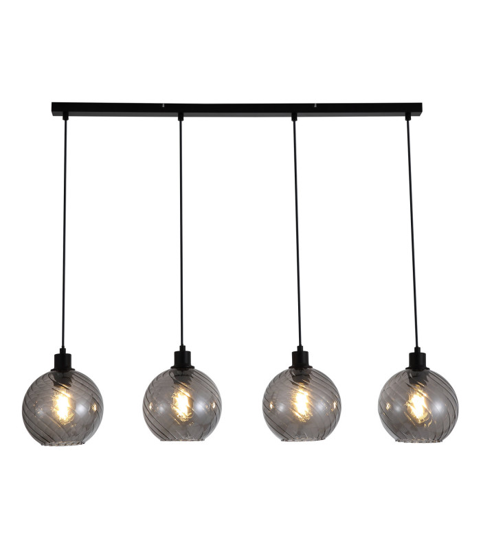 Radiance 4 Light Bar Pendant Lamp Black & Smoked Glass 3x E27-1