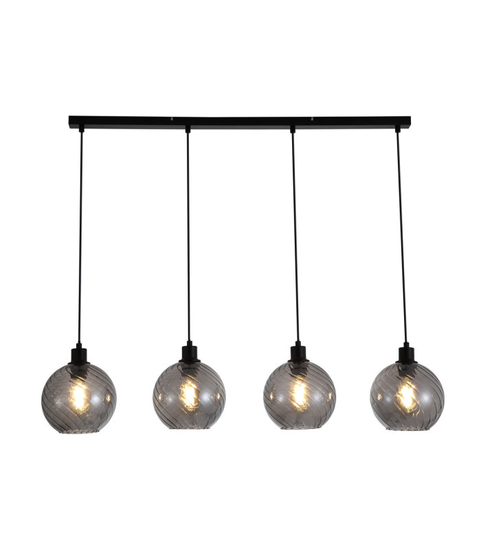 Radiance 4 Light Bar Pendant Lamp Black & Smoked Glass 3x E27-3