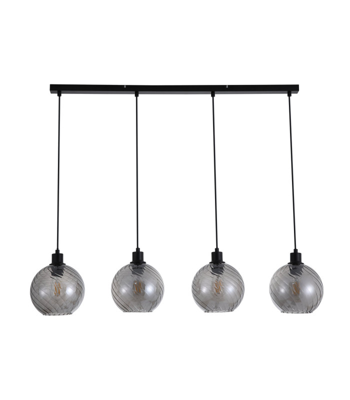 Radiance 4 Light Bar Pendant Lamp Black & Smoked Glass 3x E27-4