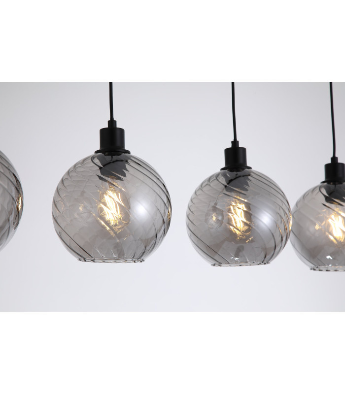 Radiance 4 Light Bar Pendant Lamp Black & Smoked Glass 3x E27-5