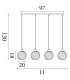 Radiance 4 Light Bar Pendant Lamp Black & Smoked Glass 3x E27-6