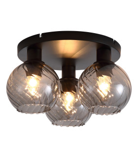 Radiance 3 Light Flush Ceiling Light Black & Smoked Glass 5x E14-1