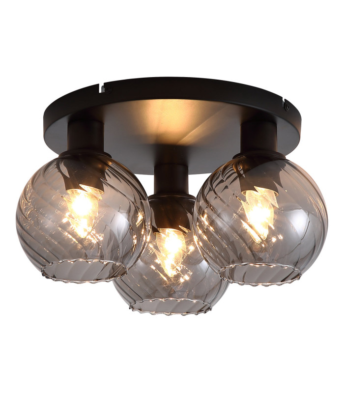 Radiance 3 Light Flush Ceiling Light Black & Smoked Glass 5x E14-1