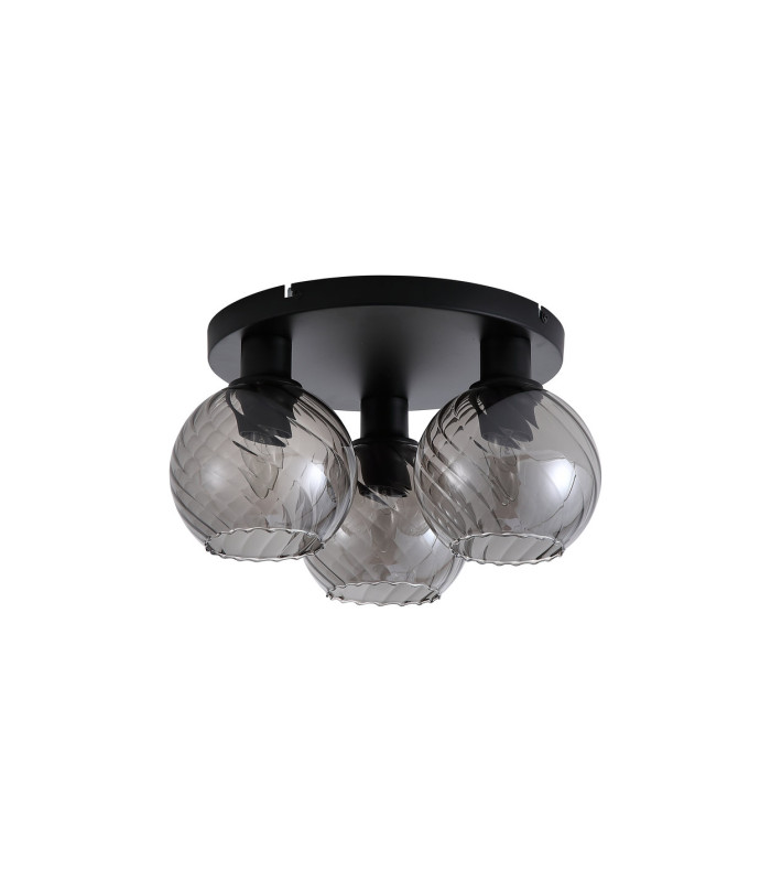 Radiance 3 Light Flush Ceiling Light Black & Smoked Glass 5x E14-4