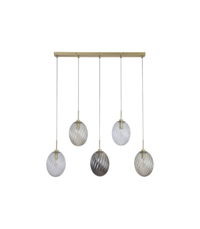 Whirl 5 Light Bar Pendant Lamp Satin Brass Multied Glass 1x E14-4