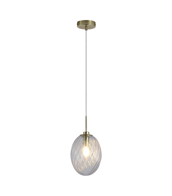 Whirl Pendant Lamp Satin Brass Clear Glass 1x E14-1