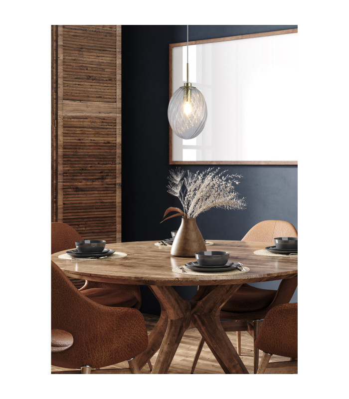 Whirl Pendant Lamp Satin Brass Clear Glass 1x E14-2
