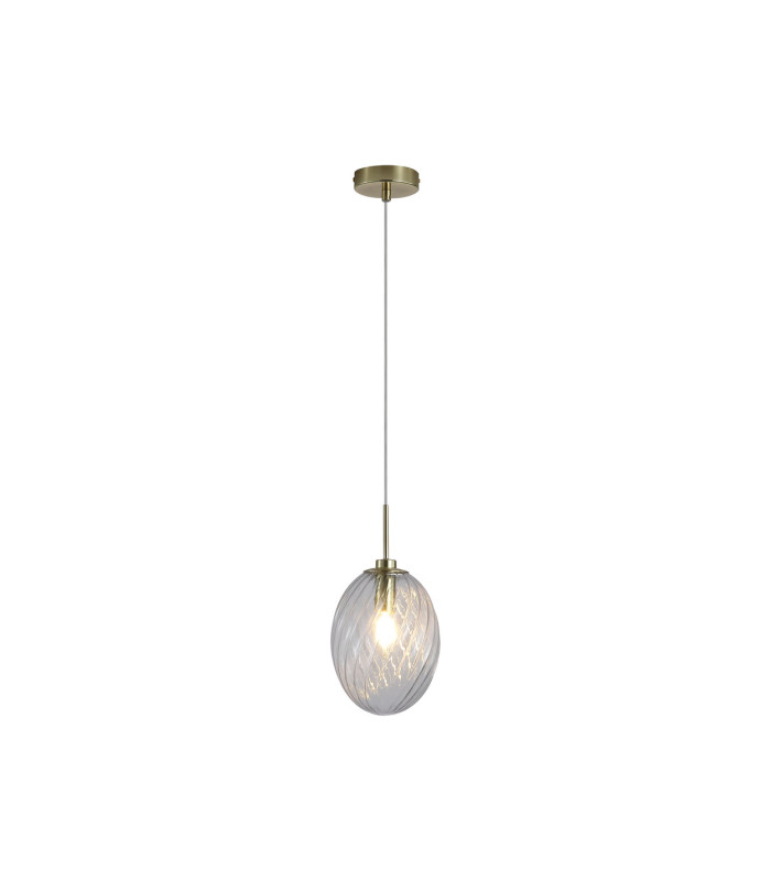 Whirl Pendant Lamp Satin Brass Clear Glass 1x E14-3